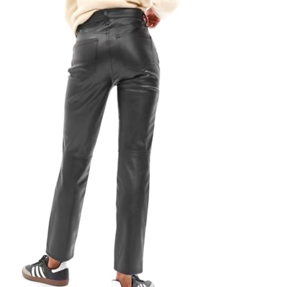 NWT Banana Republic BR faux leather high rise slim 27 petite black